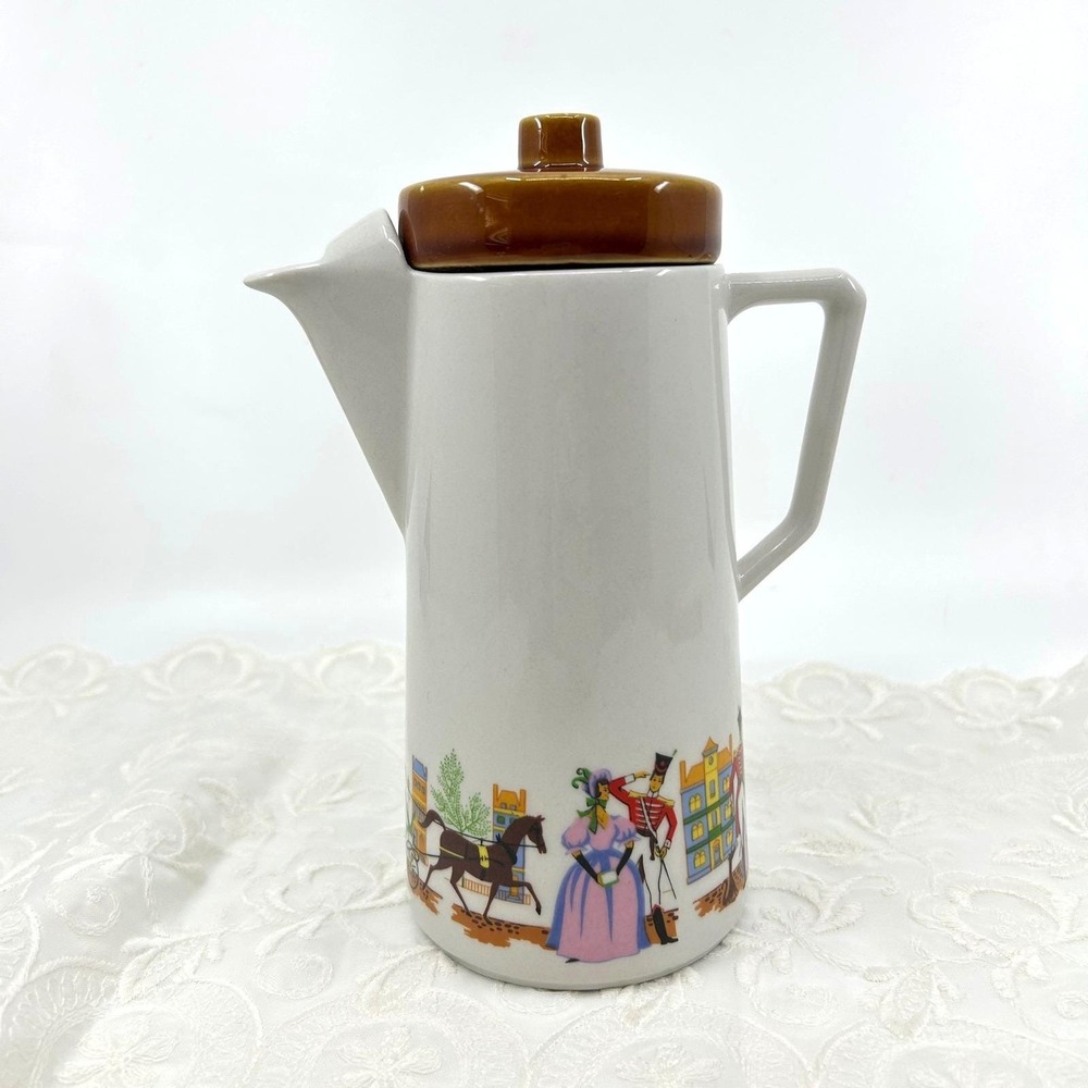 Vintage Tognana Porcellane Italy Espresso Pot MCM Victorian Carriage Hot Pot